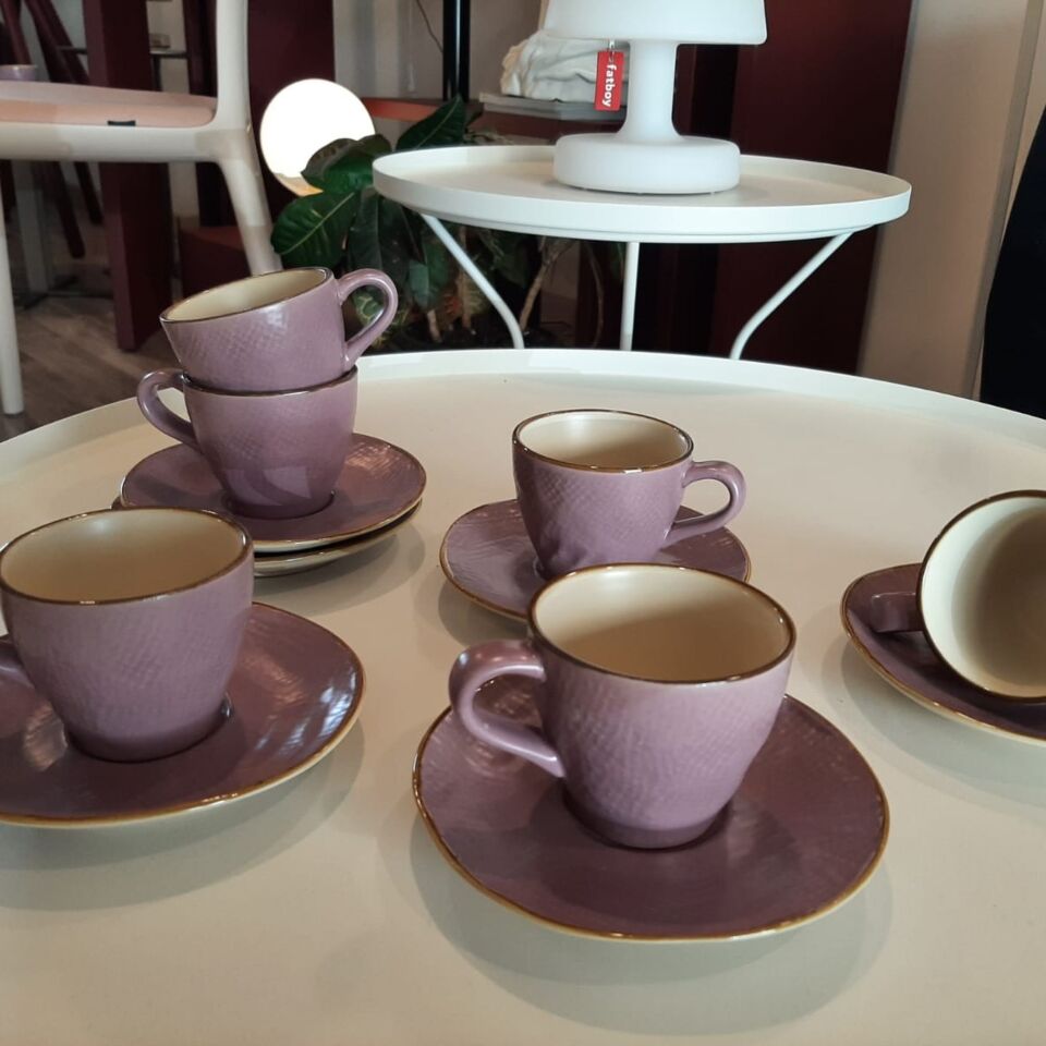Set tazzine caffè rosa mediterraneo - Lemani casa