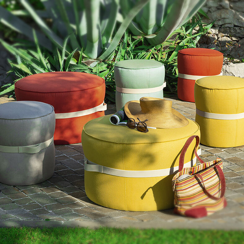 Yellow outdoor ottoman online
