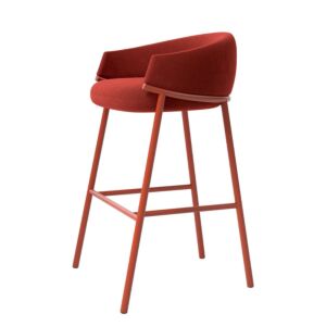 Koala di Scab, sgabello con schienale basso, h seduta 75 cm, struttura mattone, rivestimento rosso