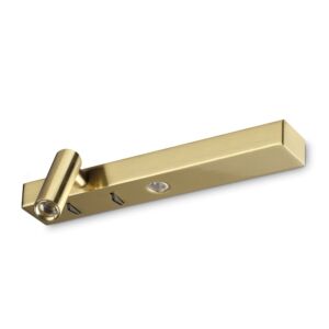 applique Bonne nuit di IdealLux con doppio punte luce, ottone, spot a sinistra