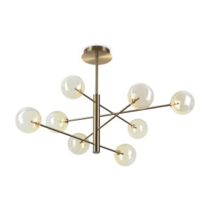 lampada a sospensione Equinoxe SP08, ottone, vetro ambra