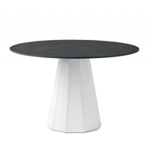 Connubia Dix 120 tavolo fisso da esterno con base binaoc ottico opaco e piano in ceramica Cardoso Nero