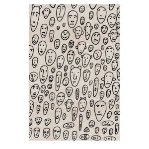 tappeto Floating Faces di Qeeboo, bianco, 200x300 cm