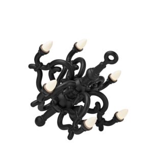 Qeeboo Fallen Chandelier M: scultura luminosa ricaricabile a terra, nero