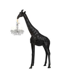 scultura con lampadario Giraffe in Love M di Qeeboo, nero