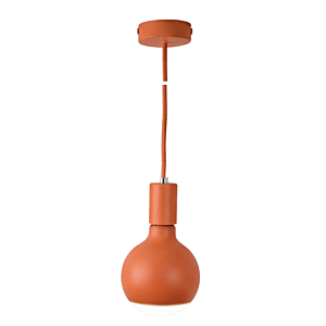 Sospensione pronta metallica Filotto, arancione, foto con lampadina LED Lucia, arancio