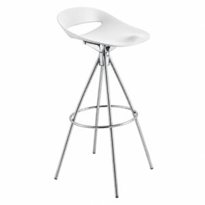 Connubia Cosmopolitan stool, satin-finish steel base, matte optic white seat