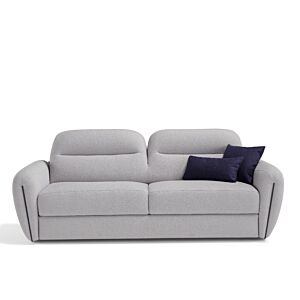 divano letto Soul di Dienne, 3 posti, rivestimento chiaro, cuscini blu