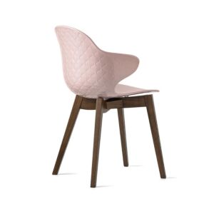Saint Tropez chair by Calligaris with base in solid Smoke ash wood and seat in glossy Cipria polycarbonate, decorated on the back