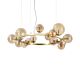 Ideal Lux Perlage lampada a sospensione 14 punti luce, ottone con diffusori ambra