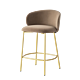 Tuka by Connubia, stool with brass metal base, Camel Mat velvet upholstery