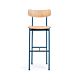 Magis Motta high stool with seat and back in natural oak, blue