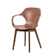 sedia da pranzo con braccioli Ops! di Connubia, base in legno Frassino Smoke, seduta in polipropilene Terracotta