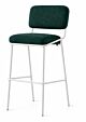 sgabello Sixty CB2140 di Connubia, con base in metallo bianco, rivestimento in tessuto velluto verde scuro