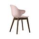 sedia Saint Tropez di Calligaris con base in legno massello frassino Smoke e sedile in policarbonato Cipria lucido, decorato sul posteriore